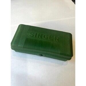 Vintage singer button holder with green box